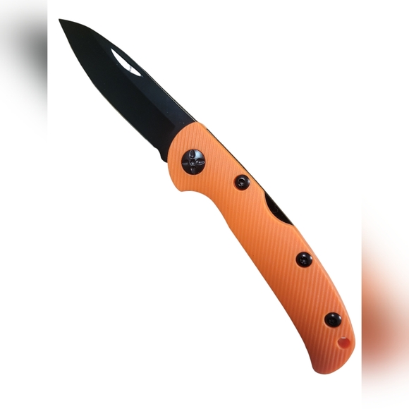 420 Steel Other - 420 Steel // Orange Lockback Folding Knife